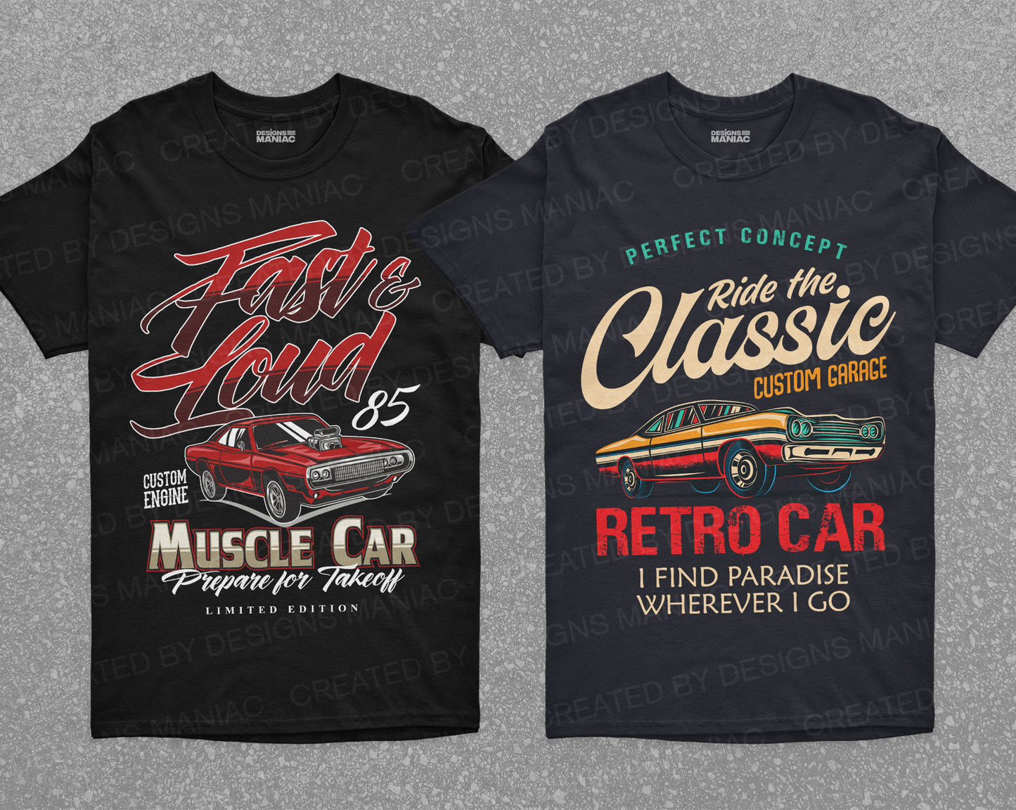 Classic Cars T-shirt Design Bundle