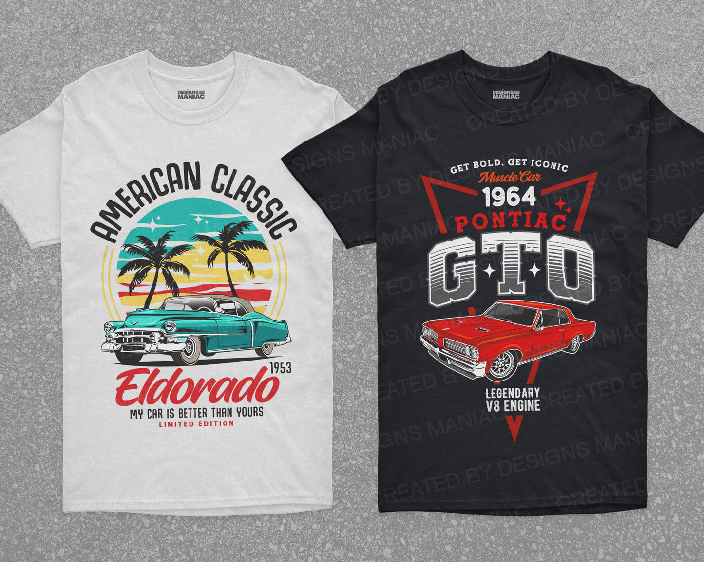 Classic Cars T-shirt Design Bundle