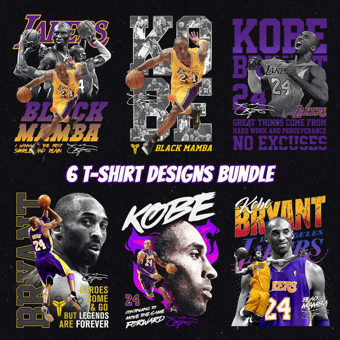 Kobe Bryant T-Shirt Designs Bundle