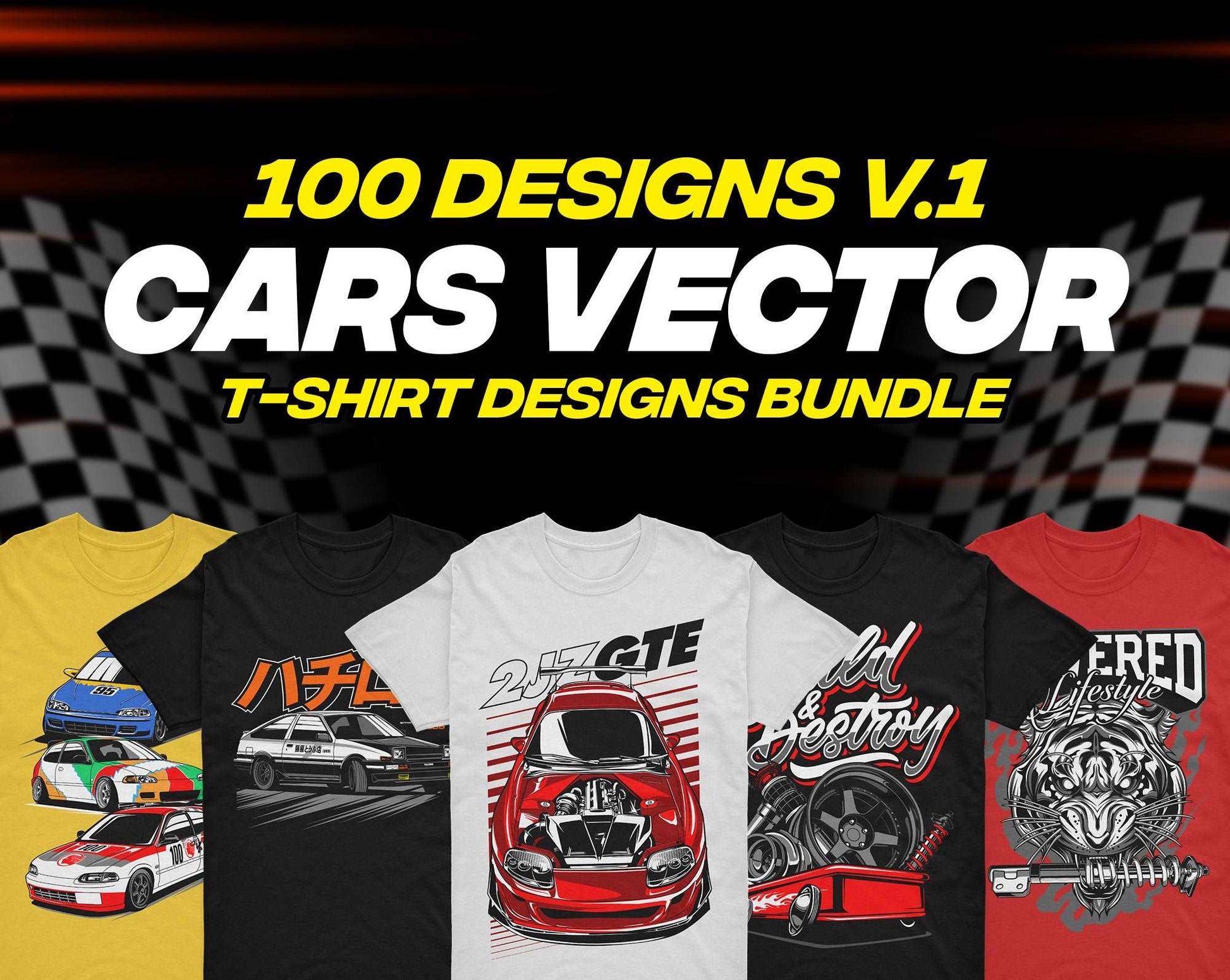 100 Cars Vector Designs Bundle